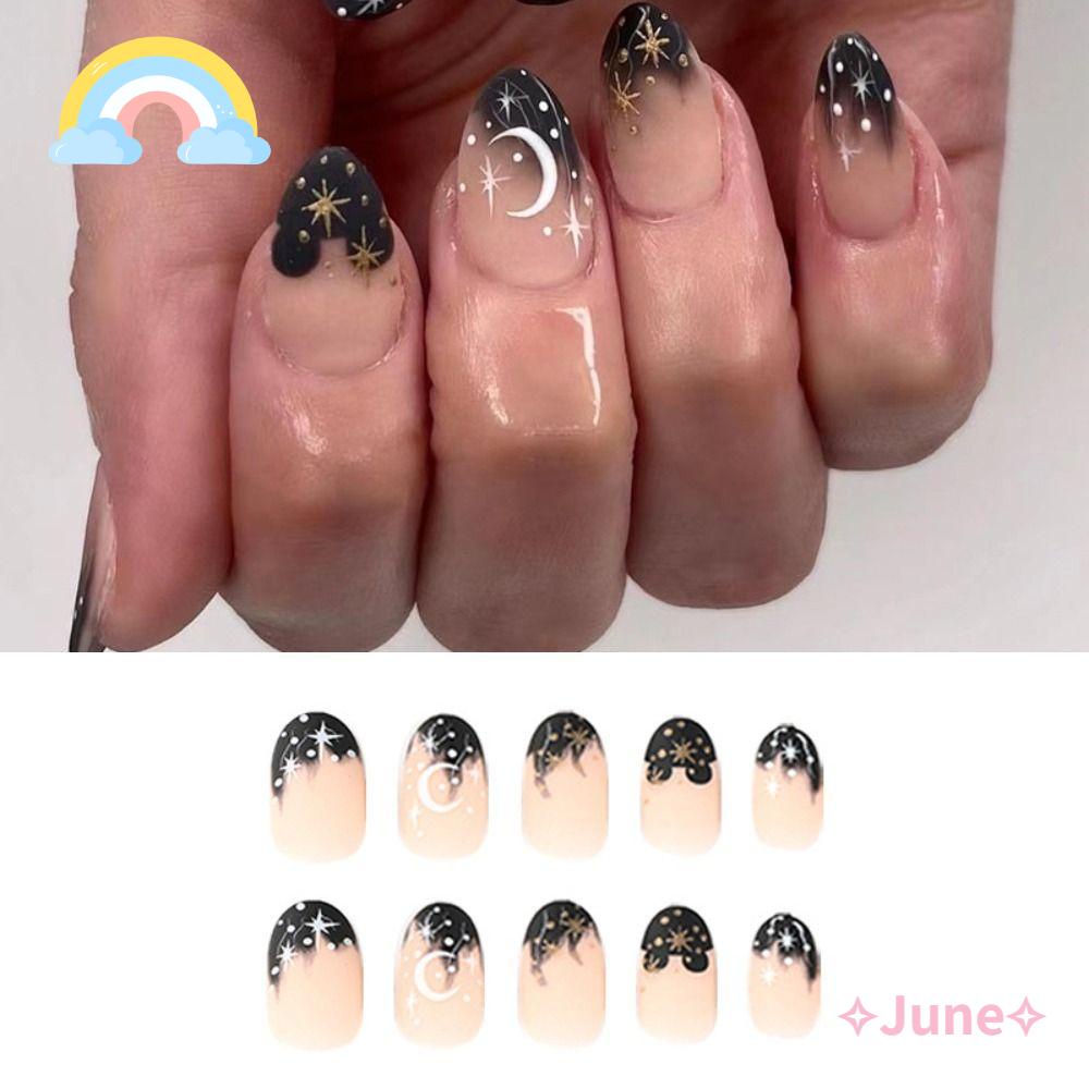 JUNE Bộ 24 Móng Tay Giả Tự Làm Trang Trí Tiện Dụng