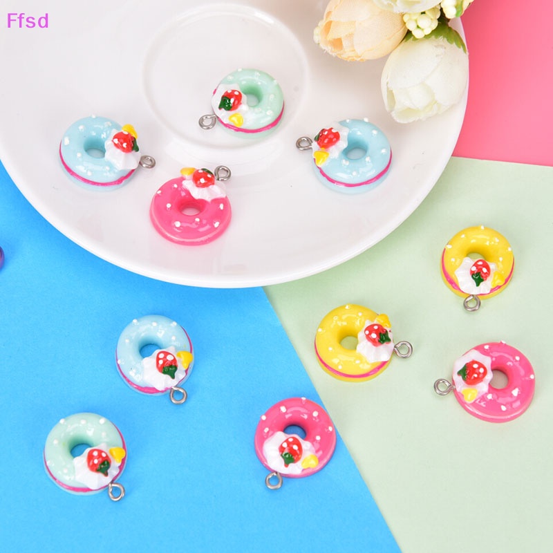 {Ffsd} Bộ 10 Mặt Dây Chuyền Hình Bánh Donut Mini DIY Trang Sức Ch Findings * Bán Chạy
