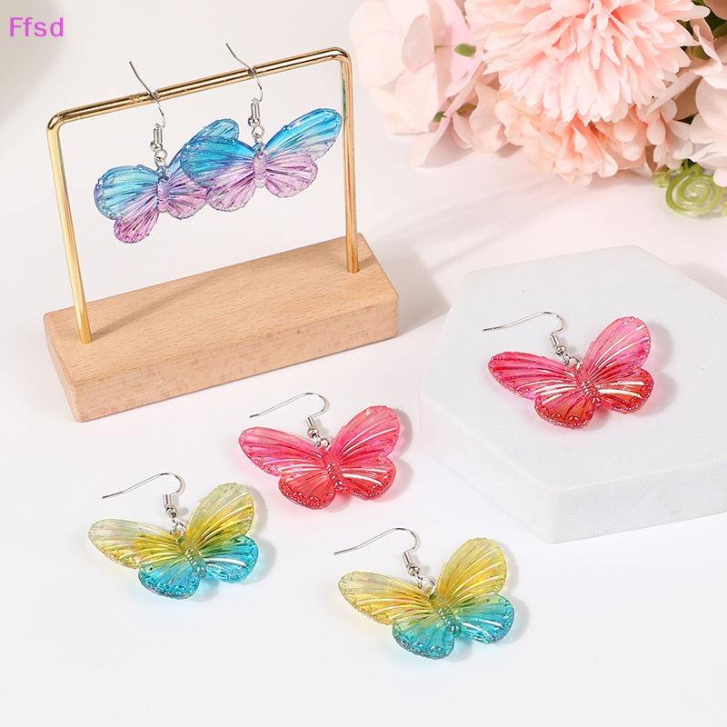 1 Đôi Bông Tai Acrylic Hình Bướm Nhiều Màu Thời Trang Dành Cho Nữ