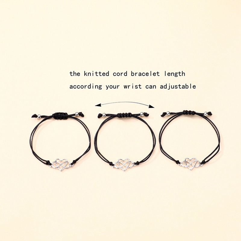 Ygt Set 3 Vòng Tay Dây Bện Mặt Hình Trái Tim Rỗng Đơn Giản Thời Trang Cho Nữ