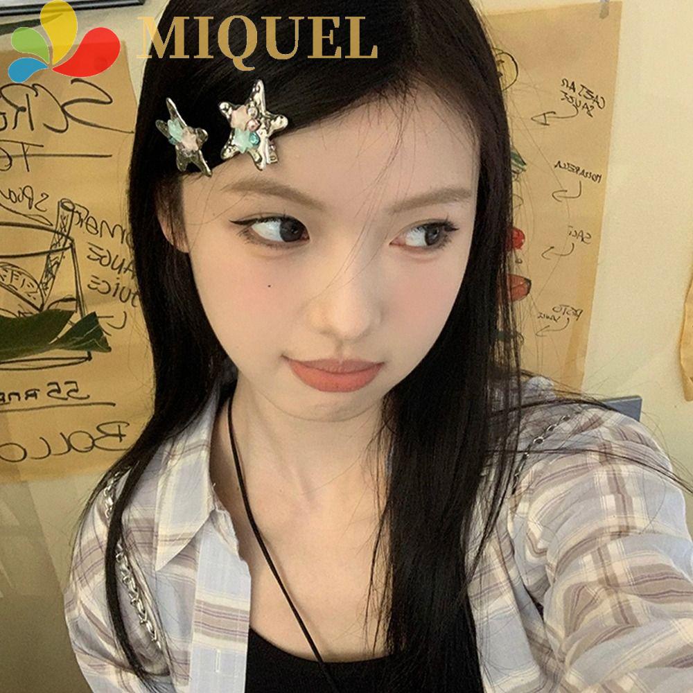 MIQUEL Kẹp Tóc Y2k Hình Ngôi Sao Năm Cánh Bằng Hợp Kim Cá Tính Cho Nữ