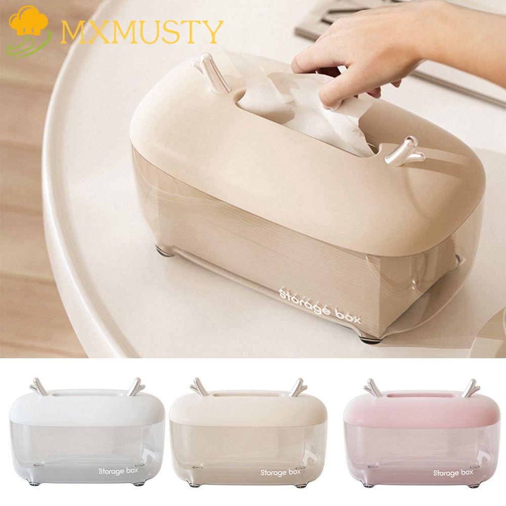 MXMUSTY Hộp Đựng Khăn Giấy Bằng Nhựa Trong Suốt Hình Gạc Hươu Sáng Tạo Trang Trí Nhà Cửa