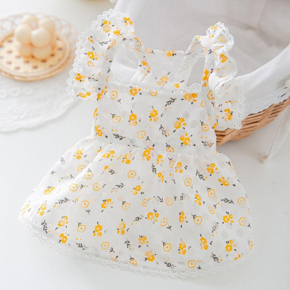 KRNY Đầm Công Chúa Khoét Lỗ Họa Tiết Hoa Dễ Thương Cho Thú Cưng