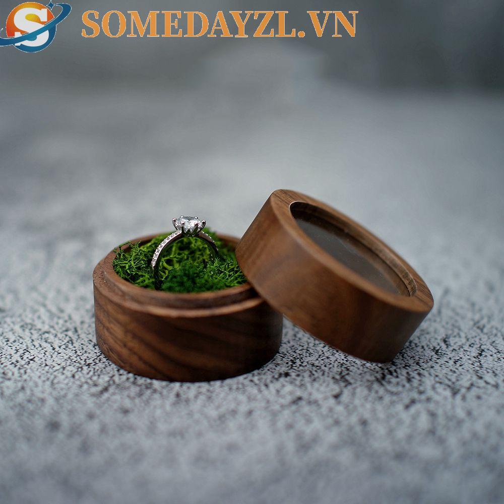 SOMEDAYZL Hộp Đựng Nhẫn Cưới / Đính Hôn Bằng Gỗ Lãng Mạn