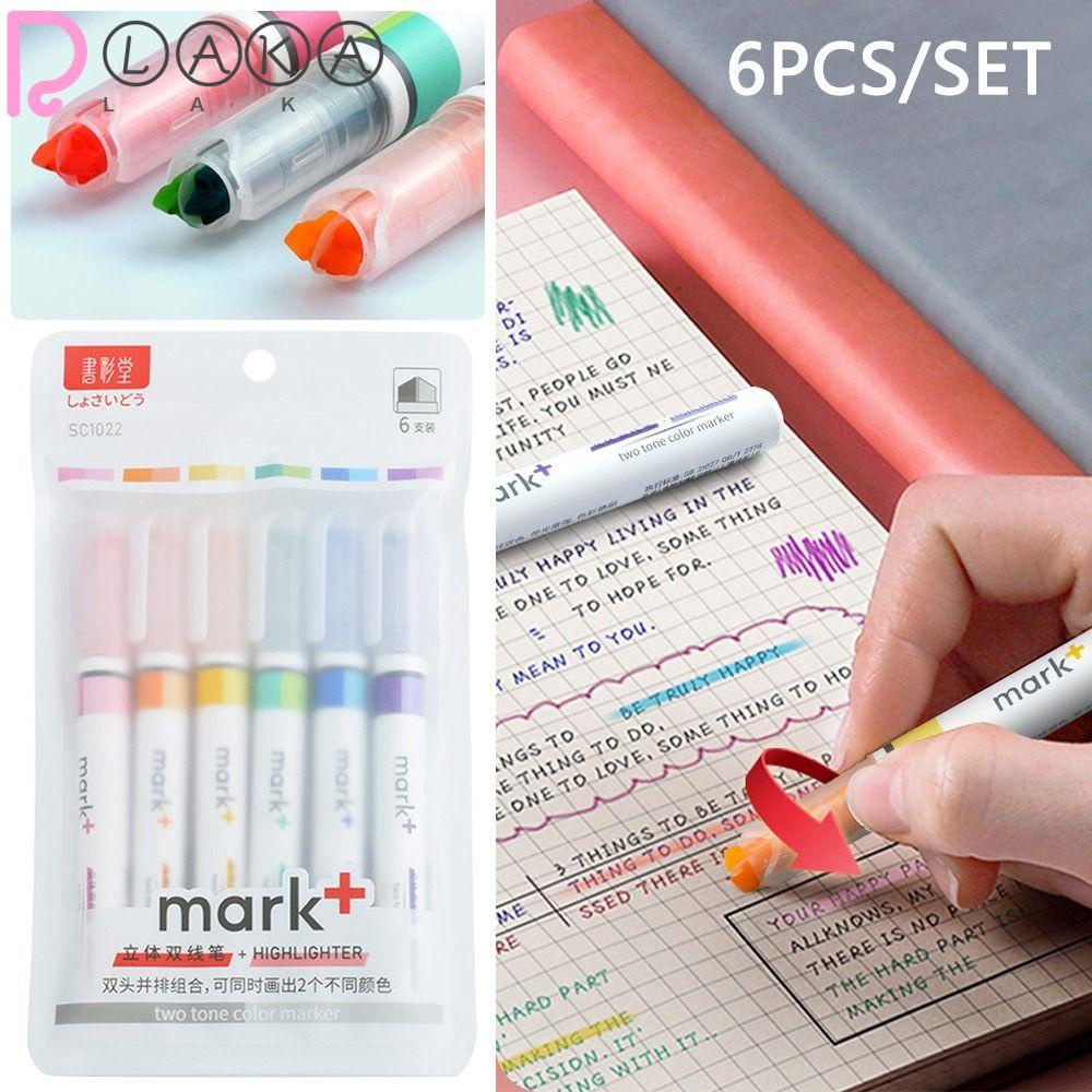 LAKAMIER Set 6 Bút Đánh Dấu Hai Màu Sắc Dùng Trang Điểm Nghệ Thuật