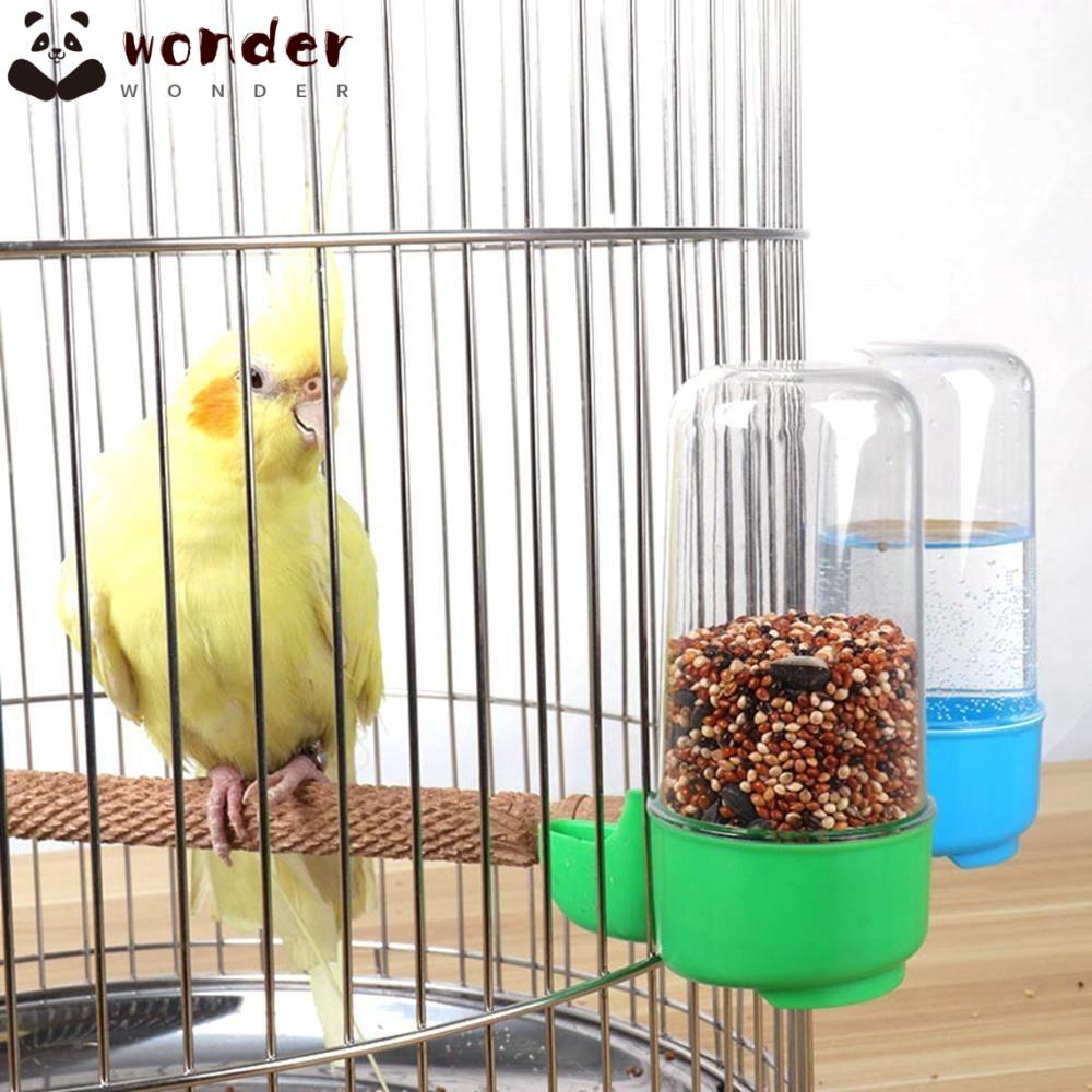 WONDER Tô Đựng Thức Ăn / Nước Uống Tự Động Hình Trụ Màu Xanh Dương / Hồng / Trắng / Xanh Lá Trong Suốt Cho Vẹt