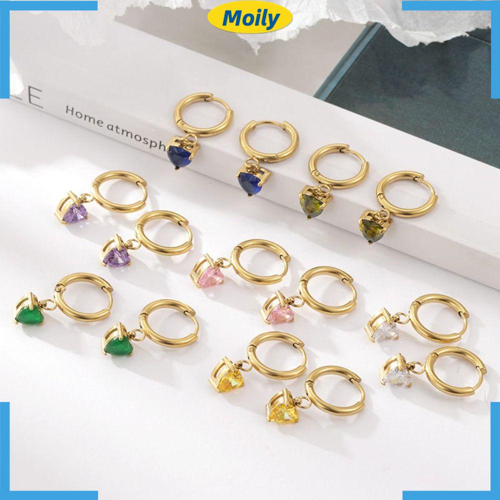 MOILYVN Bông Tai Đính Đá Zircon Thời Trang Dành Cho Nữ