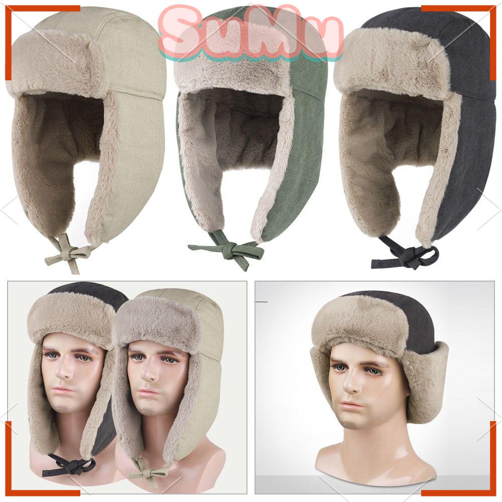 SUMU Mũ Bomber Phối Lông Dày Dặn Chống Gió Thời Trang Mùa Đông Cho Nam Và