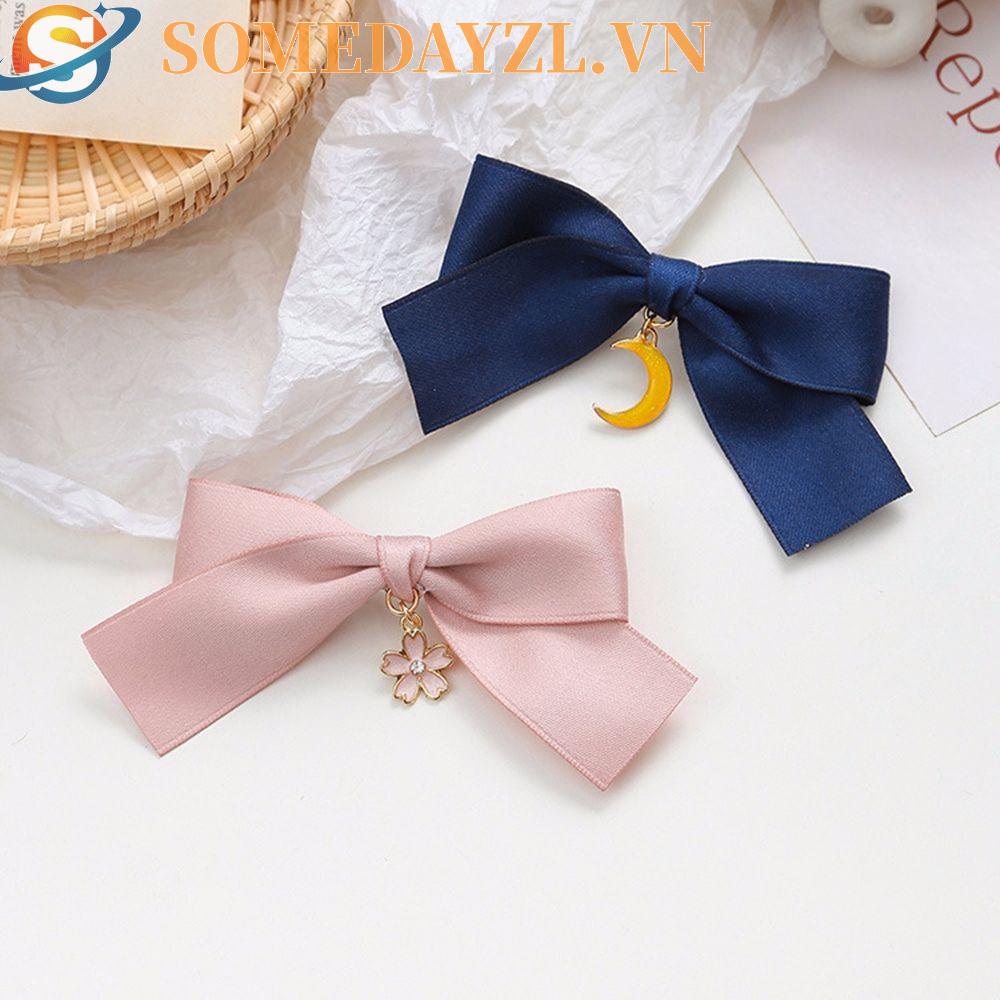 SOMEDAYZL Kẹp Tóc Nơ Hình Mặt Trăng Phong Cách Hàn Quốc Sang Trọng Cho Nữ