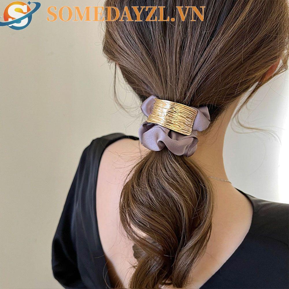 SOMEDAYZL Dây Cột Tóc Co Giãn Bằng Kim Loại Kiểu Dáng Ngọt Ngào Cho Nữ