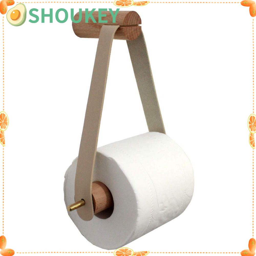 SHOUKEY Giá Đỡ Cuộn Giấy Vệ Sinh Tự Dính Bằng Gỗ Kèm Ốc Vít Treo Tiện Dụng Cho Phòng Tắm