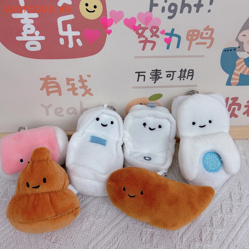 Móc Khóa Hình Búp Bê VASTJI Phủ Lông Dễ Thương