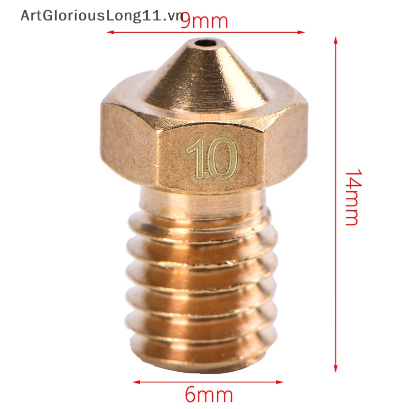 Vòi Phun ArtGloriousLong V5 V6 0.2 0.3 0.4 0.5 0.6 0.8 1.0mm M6 Dành Cho Máy In 3D