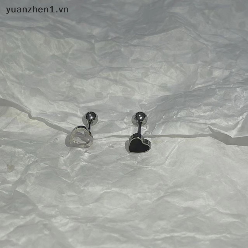 1 Khuyên Tai Dạng Xoắn Ốc Khoét Lỗ Trái Tim Đơn Giản Cho Nữ