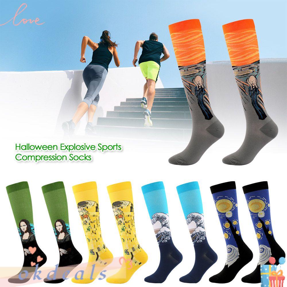 OKDEALS Vớ Tennis Dài Nén Co Giãn Thoải Mái Cá Tính Cho Nam Nữ