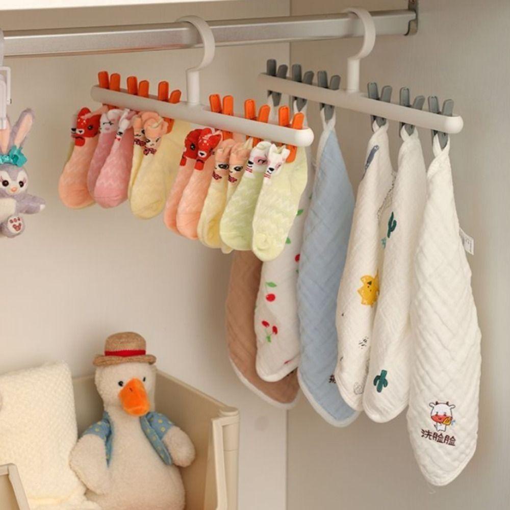 LONTIME Kẹp Phơi Quần Áo / Mũ / Vớ Chống Gió Bằng Nhựa Đa Năng Kèm 6 Kẹp Nhỏ Gọn Tiện Dụng