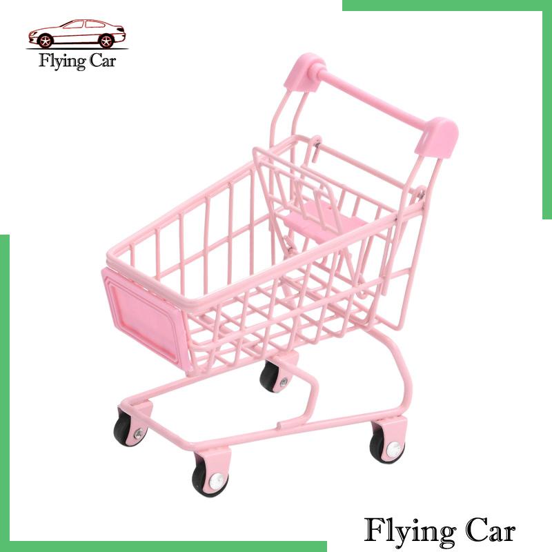 Xe Đẩy Mua Sắm Mini Trang Trí Nội Thất Nhà Búp Bê Kèm Giá Đỡ Đồ Trang