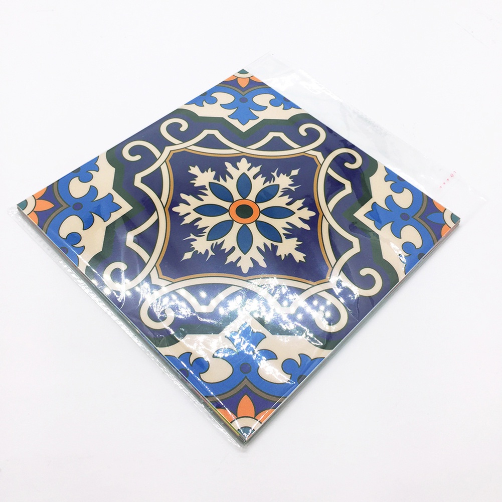 Set 10 Miếng Dán Sàn Nhà Họa Tiết Gạch Men Ma Rốc Trang Trí Phòng Khách / Phòng Tắm