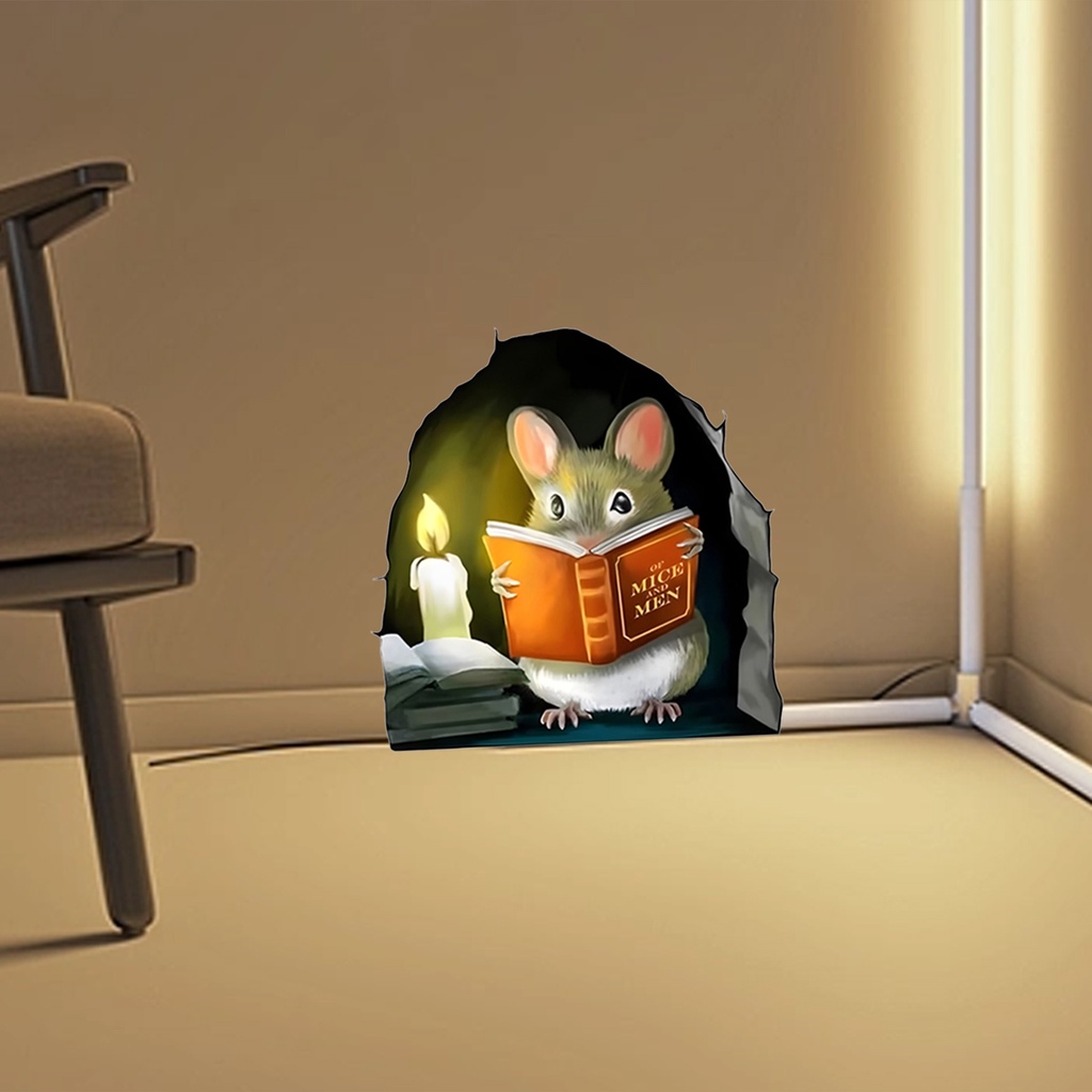 Set 3 Miếng Dán Tường Bằng PVC Chống Nước Tự Dính Hình Chuột Hoạt Hình Có Thể Tháo Gỡ Trang Trí Nhà Cửa