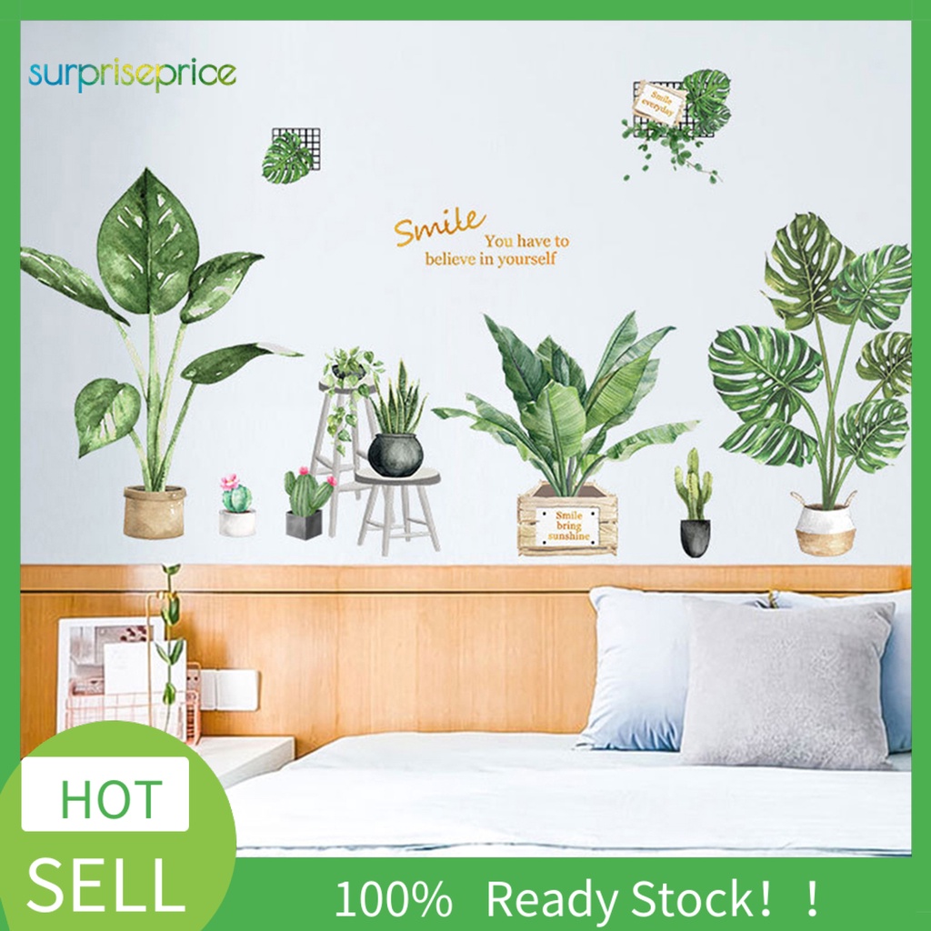 Set 2 Miếng Dán Tường Bằng Nhựa Hai Mặt Cỡ Lớn Có Thể Tháo Gỡ Trang Trí