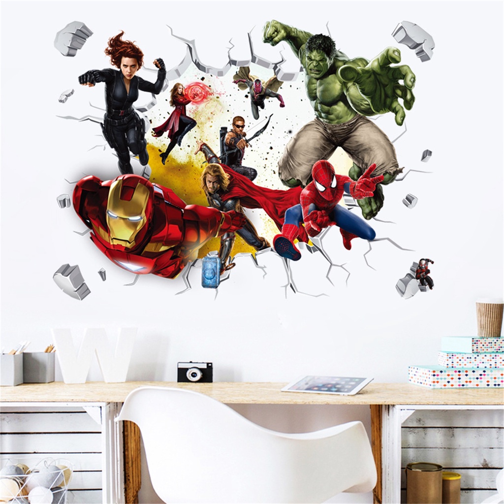 Miếng Dán Tường Bằng PVC Chống Thấm Nước Hình Avengers