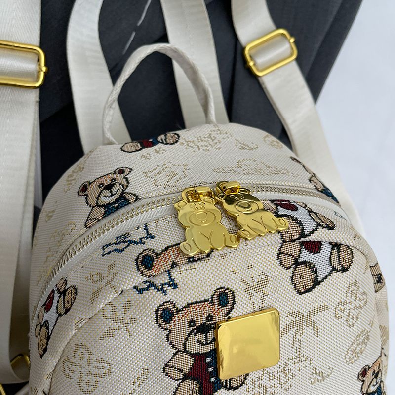 Ba Lô Da Họa Tiết Gấu Hoạt Hình Dễ Thương Cho Nữ