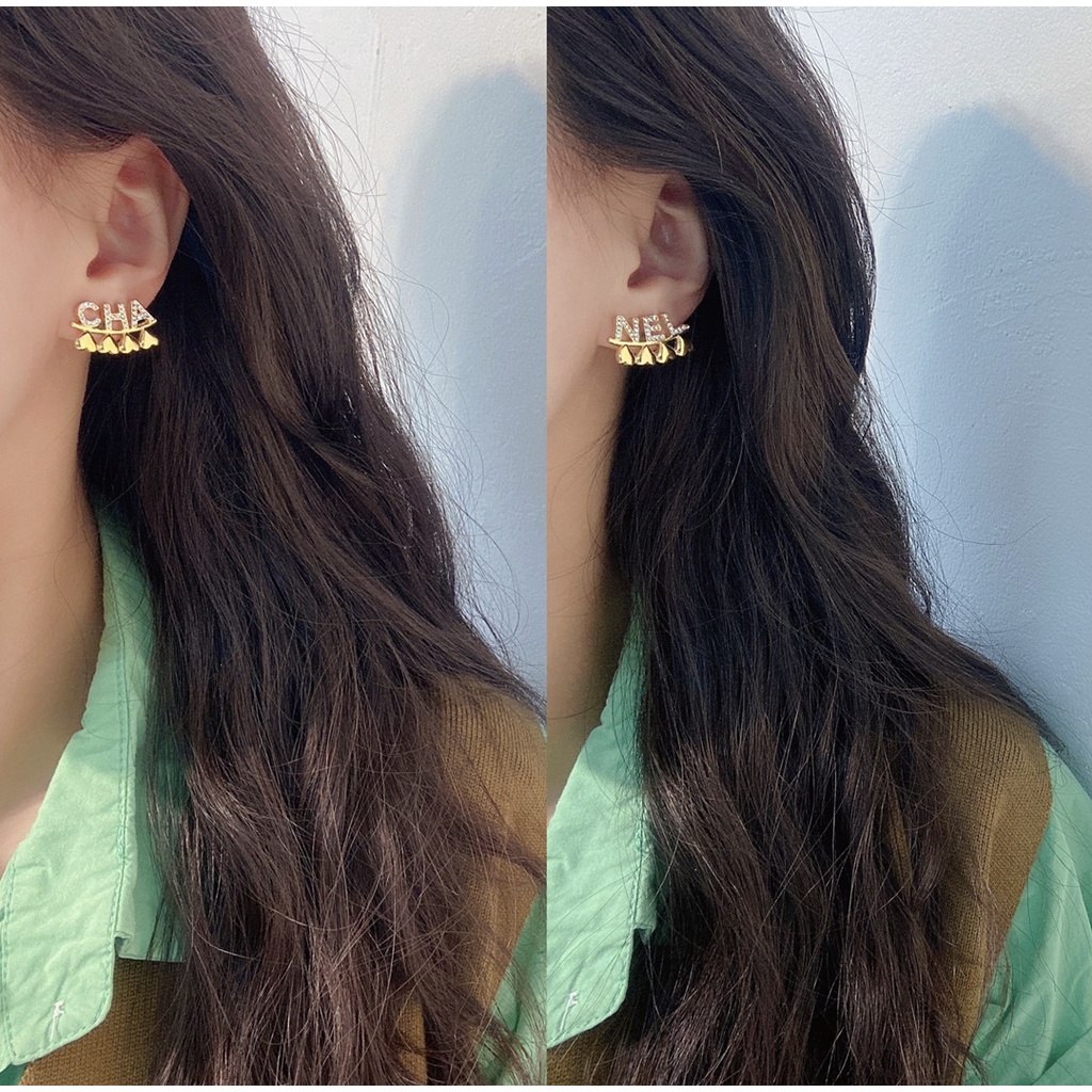 Bông Tai Bằng Thép Titan Chống Thấm Nước Không Gỉ In Logo Thời Trang Cho Nữ