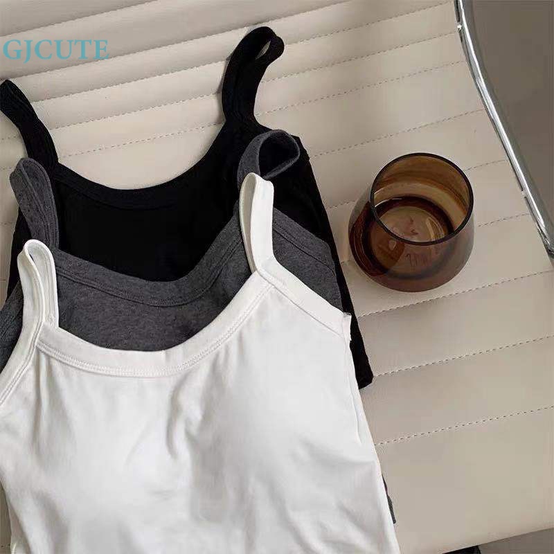 Áo Hai Dây Mỏng Mùa Hè Màu Trơn Có Đệm Ngực Gợi Cảm Cho Nữ