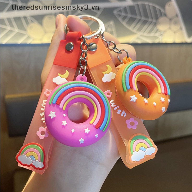 Móc Khóa Hình Bánh Donut Bằng PVC Dễ Thương Thời Trang Cho Cặp Đôi