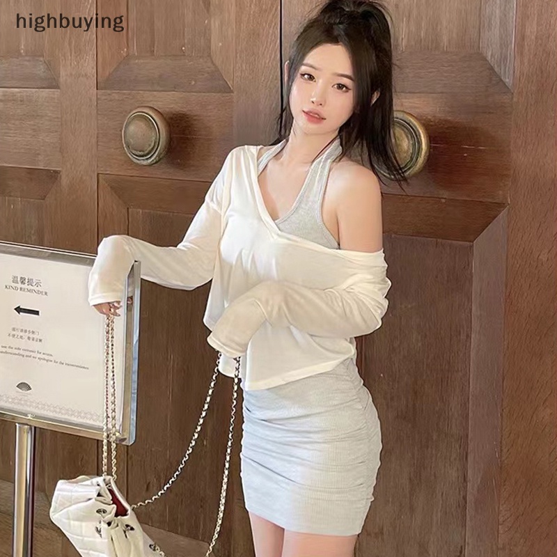 Đầm Mini Hai Dây Màu Trơn Dáng Ôm Thời Trang Mùa Hè Dành Cho Bạn Nữ Mới