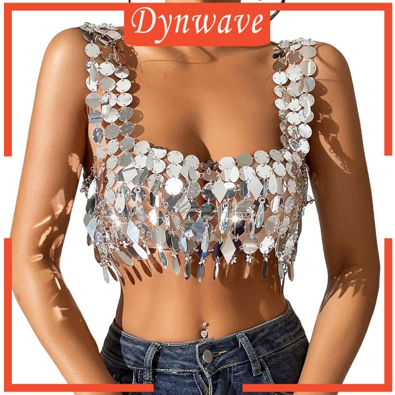 Áo Croptop Hai Dây Y2K Đính Kim Sa Lấp Lánh Thời Trang Dự Tiệc Cho Nữ