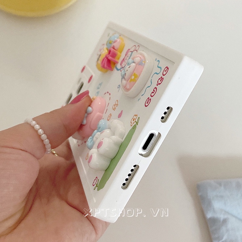 Ốp Điện Thoại Dẻo Hình Vuông Họa Tiết Chú Chó & Hoa Xinh Xắn Cho iPhone 14 13 12 11 Pro Max XR IX