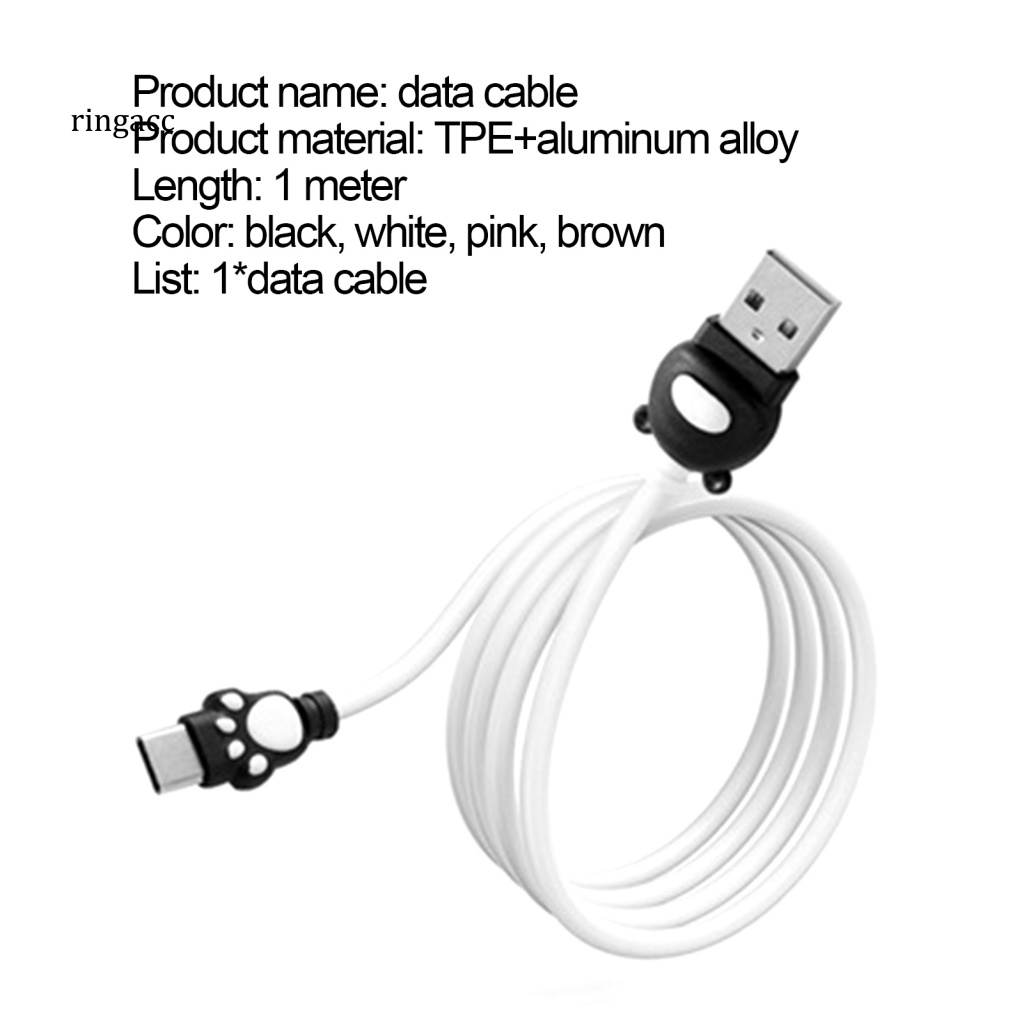 Dây Cáp Sạc Usb Type-C Mềm Mại Họa Tiết Hoạt Hình Dễ Thương