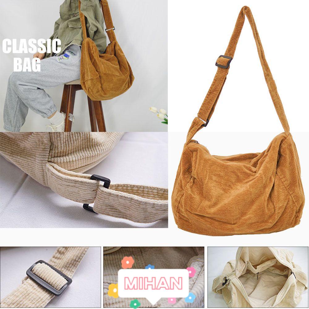 MIHAN1 Túi Tote Đeo Vai Vải Nhung Thời Trang Thu Đông Cho Nữ