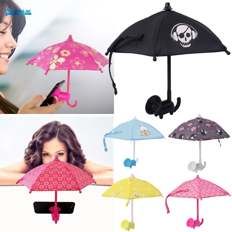 Giá Đỡ Điện Thoại / Dù Mini Nhiều Màu Có Giác Hút Gắn Xe Hơi Tiện Dụng