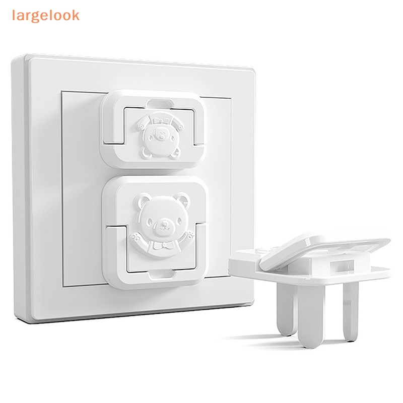 Set 5 Nắp Đậy Ổ Cắm Điện 2 / 3 Lỗ Hình Gấu Hoạt Hình Bảo Vệ An Toàn Cho Bé