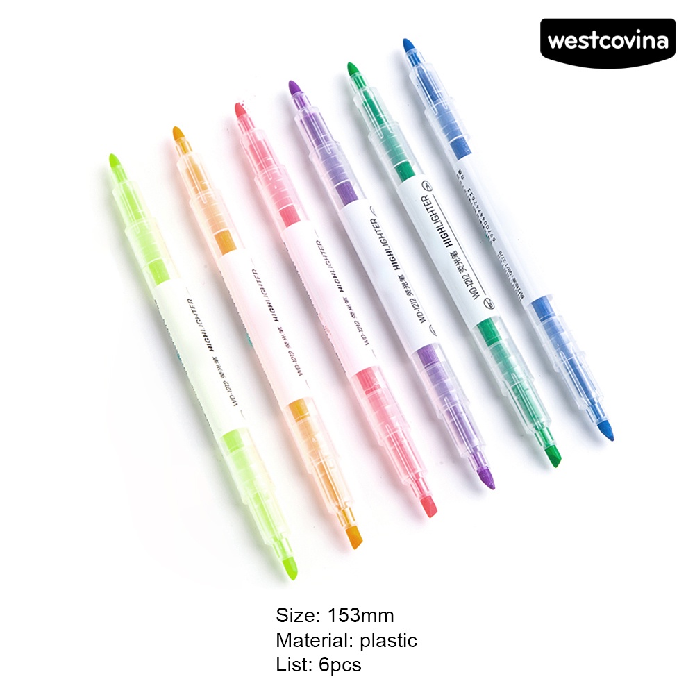[WSTN] [WSTN]✎Bút Đánh Dấu Hai Đầu 6 Màu Dạ Quang