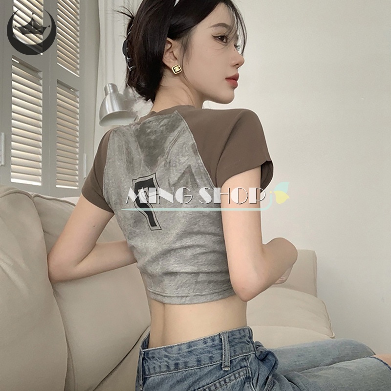 Áo Thun Tay Ngắn Cổ Tròn In Hình Phong Cách Retro Dành Cho Nữ