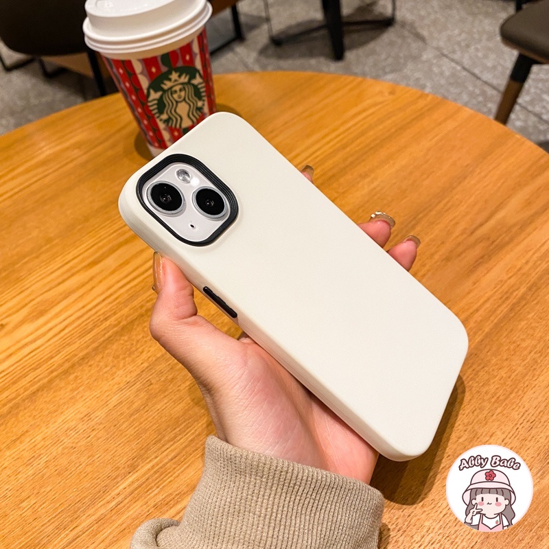 Ốp Điện Thoại TPU Silicon Mềm Mặt Nhám Màu Cam / Kem Hình Vuông 3 Trong 1 Cho IPhone 14 Pro Max 12 11 Pro Max X XS XR 7Plus
