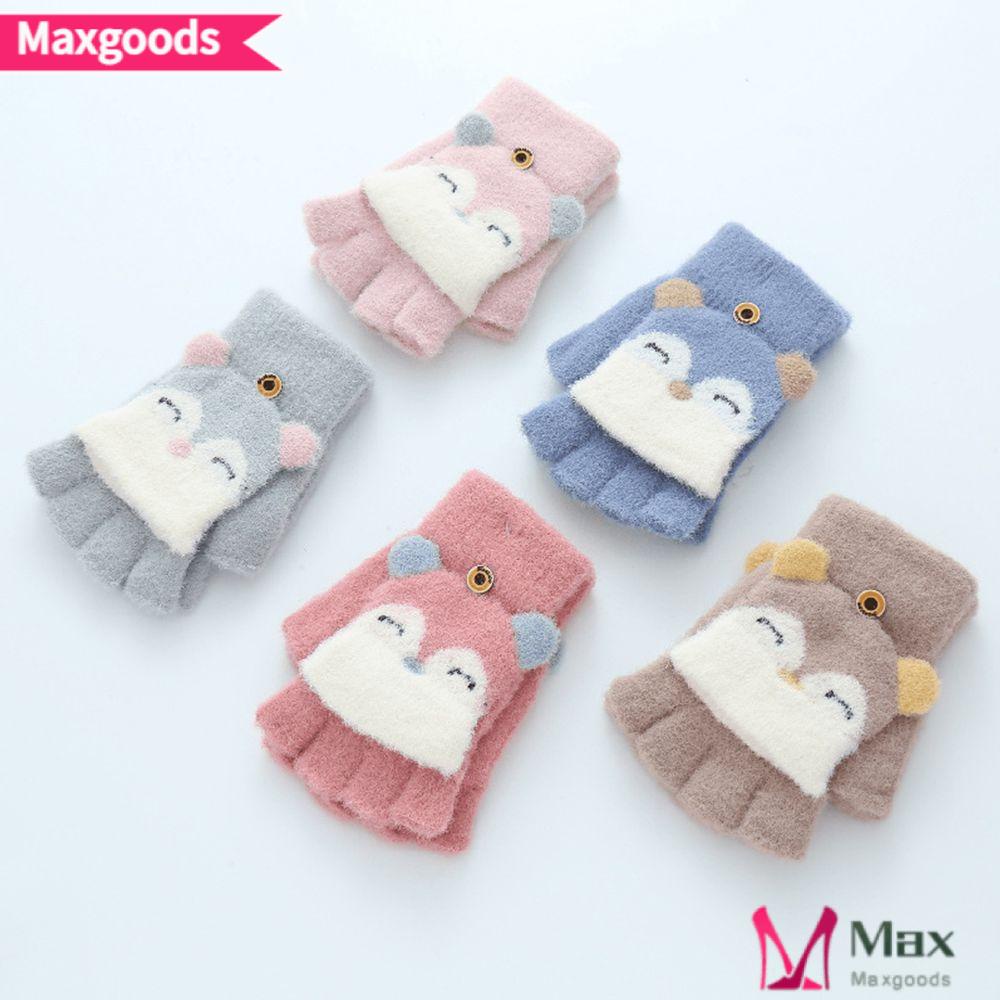 MAXG Găng Tay Dệt Kim Dày Dặn Ấm Áp Kiểu Hoạt Hình Đáng