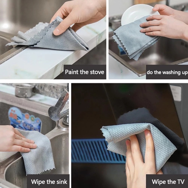 Khăn Lau Vảy Cá, Khăn Lau Chén Bát Siêu Sạch Không Rụng Lông, Không Để Lại Vết