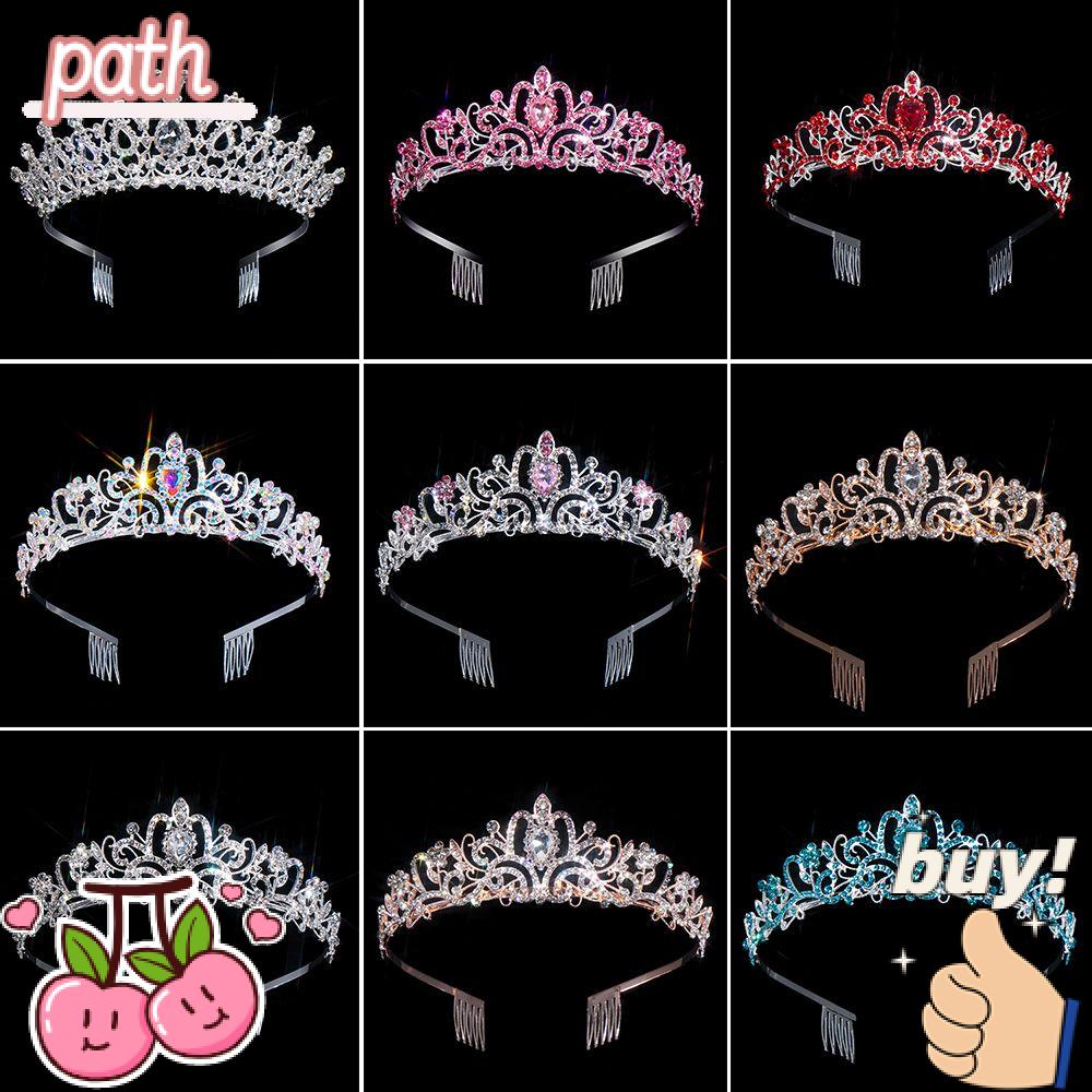 PATH Vương Miện Cài Tóc Đính Kim Cương Giả Cho Nữ