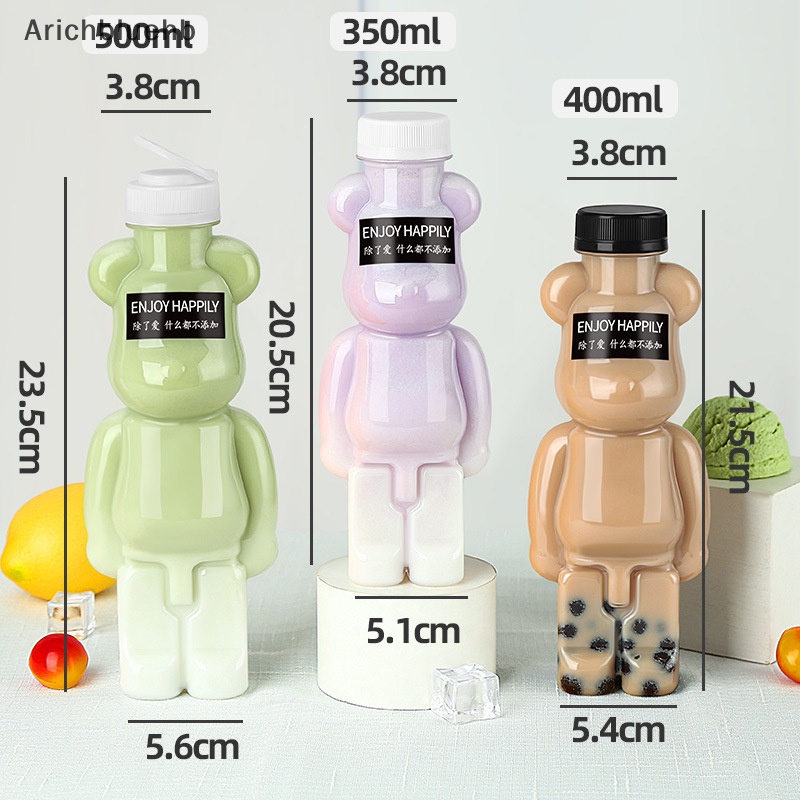 Bình Đựng Nước Ép Sữa Nước Ép Hình Gấu Hoạt Hình Con Rối Dày Trong Suốt Sáng Tạo Dễ Thương