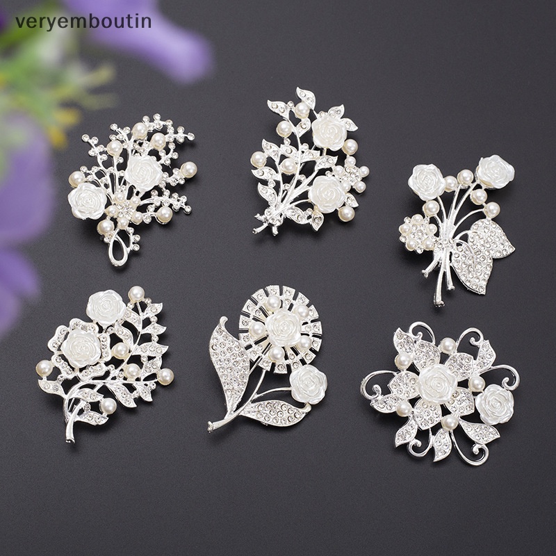 Ghim Cài Áo Hình Hoa Đính Đá &amp; Ngọc Trai Chống Ánh Sáng Thời Trang Cho Nữ