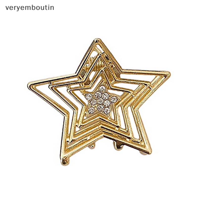 Kẹp Tóc Hình Ngôi Sao Năm Cánh Bằng Kim Loại Rỗng Y2K Ngọt Ngào Cho Nữ