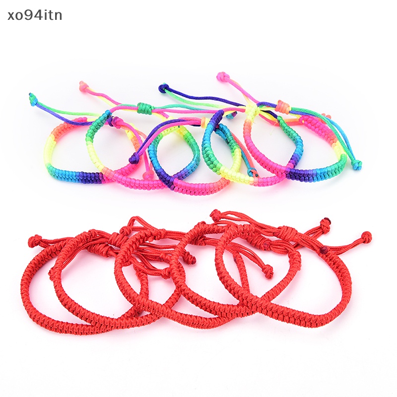 Tn Set 5 Vòng Tay Bện Dây Hai Lớp Màu Đỏ Mưa Thủ Công Cho Nam Và Nữ n