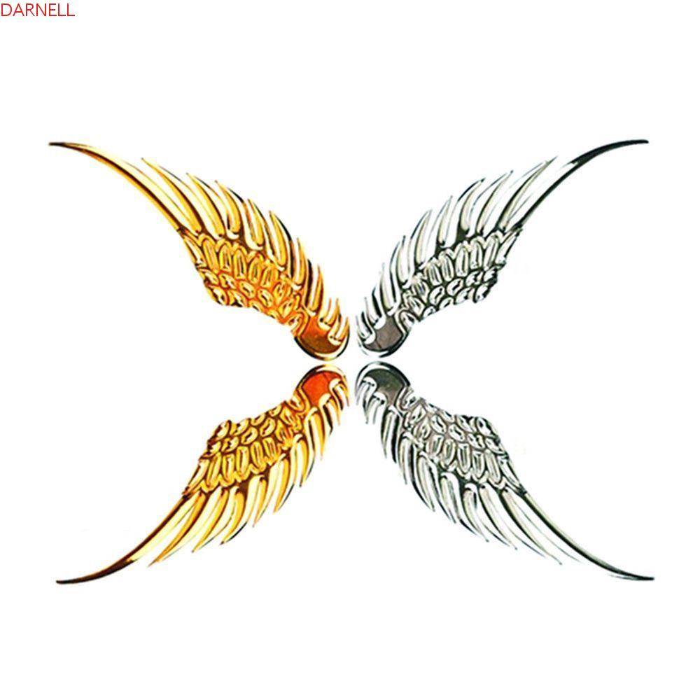 DARNELL Logo Dán Trang Trí Xe Hơi Hình Đôi Cánh 3D Bằng Kim Loại Độc Đáo Thời Trang