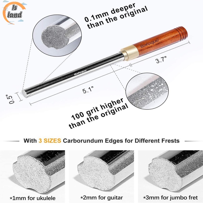 [IS] Giũa Phím Đàn Guitar Với Dụng Cụ Mài Trang Điểm Chuyên Nghiệp 3 Rãnh Nhỏ / Vừa / Lớn