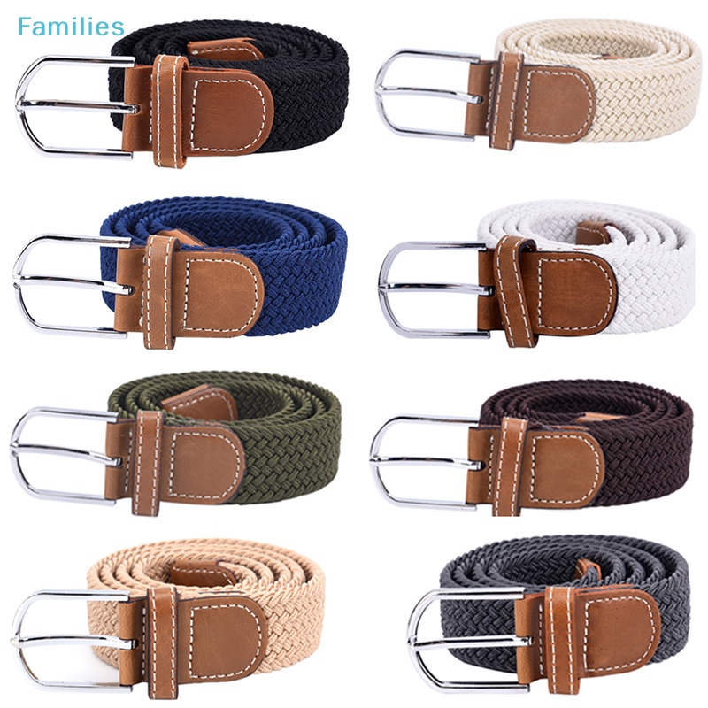 Thắt Lưng Vải Canvas Bện Co Giãn Có Khóa Cài Cho Nam Áo Thun Thiết Kế Mới Năng Động Thời Trang