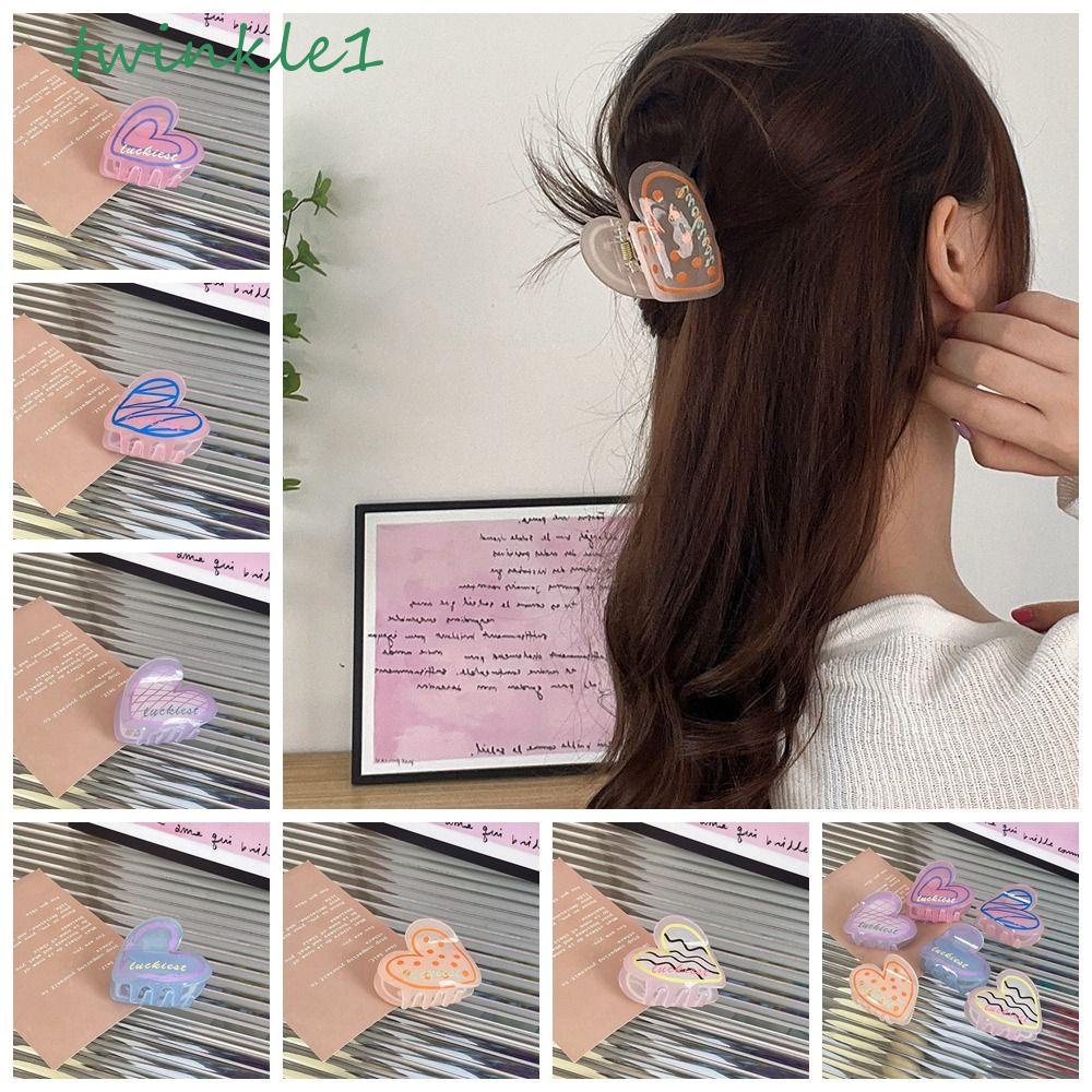 TWINKLE Kẹp Tóc Hình Trái Tim / Cá Mập Axit Acetic Phong Cách Hàn Quốc Cho Bữa Tiệc